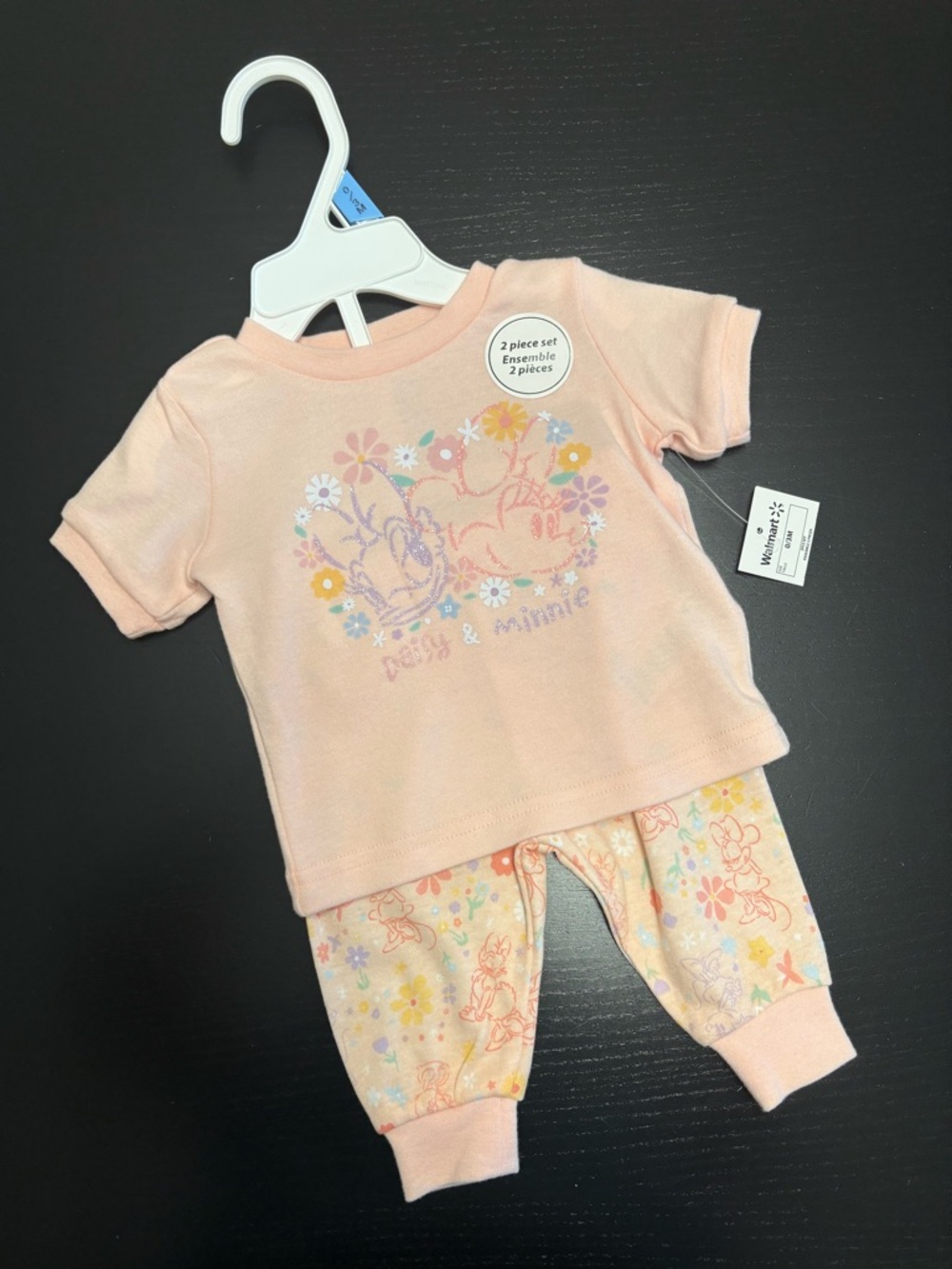 Disney 0-3m Pastel Pink Minnie Mouse 2-Piece Pajama Set
